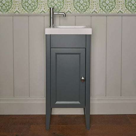 Heritage Cloakroom Vanity Unit Graphite Heritage Caversham 400mm Floor Standing  Cloakroom Unit with 1 Tap Hole Basin