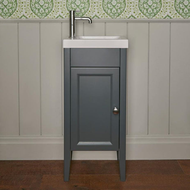 Heritage Cloakroom Vanity Unit Graphite Heritage Caversham 400mm Floor Standing  Cloakroom Unit with 1 Tap Hole Basin