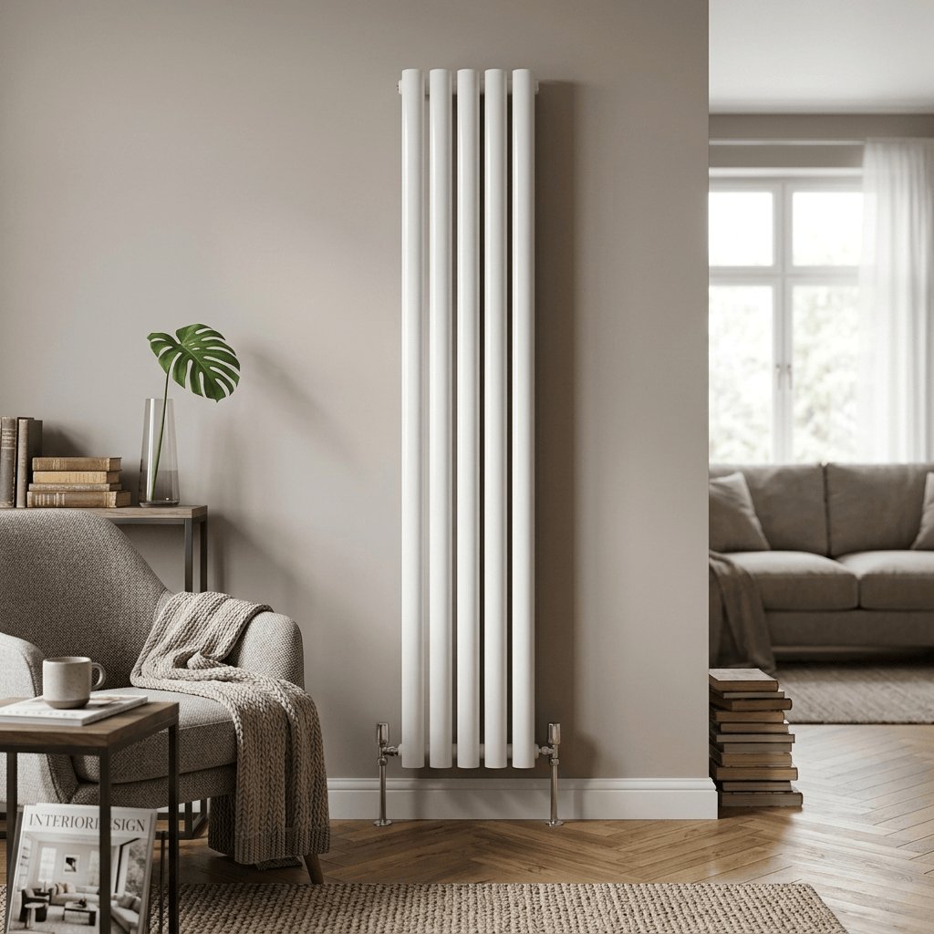 Aquarius Bathrooms Column Radiator 1800 x300mm Aquarius Athens Single Vertical Column Radiator in White