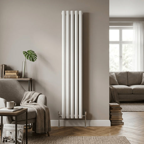 Aquarius Bathrooms Column Radiator 1800 x300mm Aquarius Athens Single Vertical Column Radiator in White