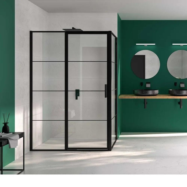 Merlyn Side Panel Merlyn Ionic Essence Frameless Framed Square Side Panel for Hinge Shower Door and Inline Panel - in Matt Black