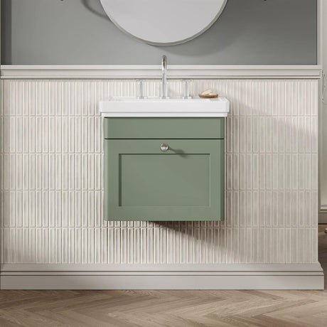Aquarius Bathrooms Wall Mounted Vanity Unit Green / 3 Aquarius Leighton 500mm Wall Mounted One Drawer Vanity Unit with Basin
