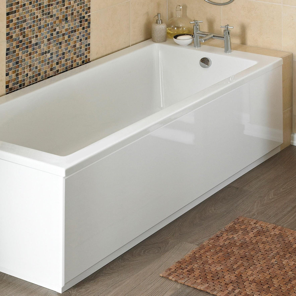 Aquarius Bathrooms Bath Panel 1500 x 550mm Aquarius Halite Waterproof Front Bath Panel in White Gloss