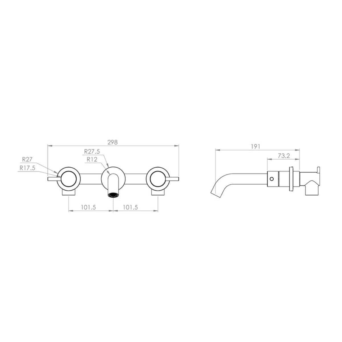 Saneux Wall Mounted Basin Tap Saneux COS 3 Hole Wall Mounted Basin Mixer in Chrome