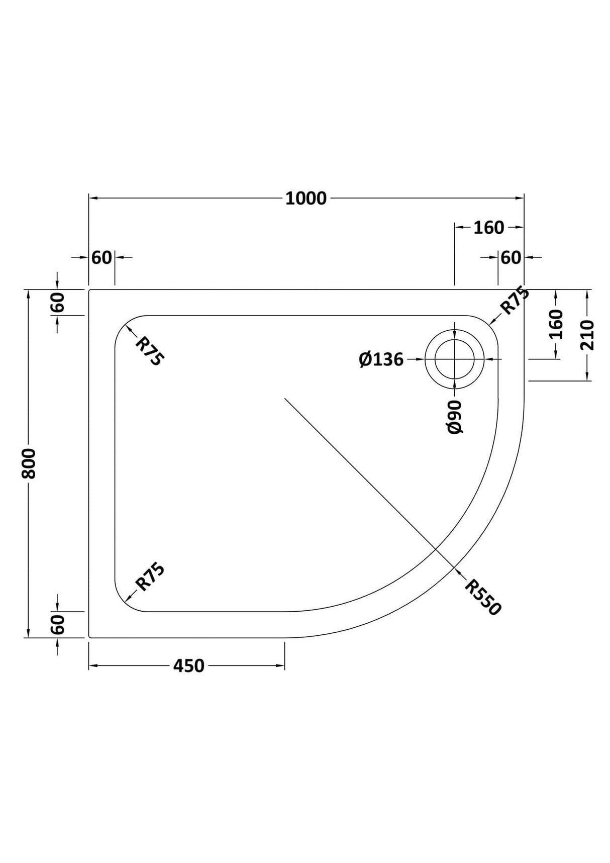 Aquarius Quadrant Shower Tray Aquarius Urbano Offset Quadrant 45mm Stone Resin Shower Tray in White