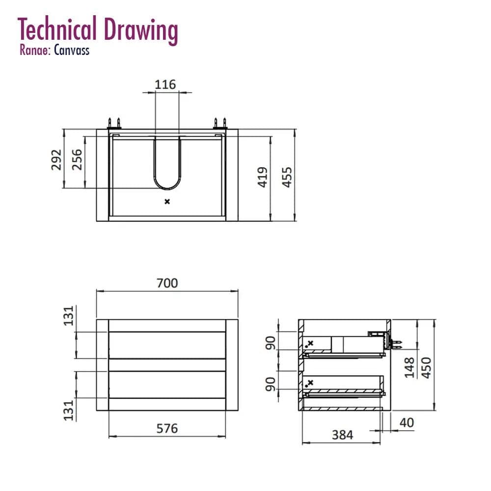 Crosswater Wall Mounted Vanity Unit Crosswater Canvass Vanity Unit with White Carrara Marble Effect Worktop
