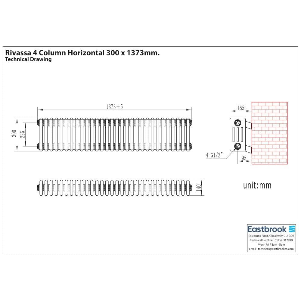 Eastbrook Eastbrook Rivassa Traditional 4 Column Radiator in Gloss White