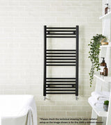Aquarius Bathrooms Ladder Rail 800 x 500mm Aquarius Noir Central Heating Towel Rail in Matt Black