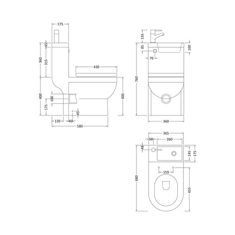 Aquarius Bathrooms Combination Toilet and Sink Aquarius Urbano All-in-One Toilet and Basin Unit for Understairs and Cloakrooms