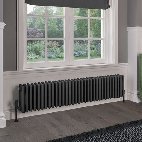 Eastbrook 300 x 1505 / Central Heating Eastbrook Rivassa Traditional 4 Column Radiator in Matt Anthracite