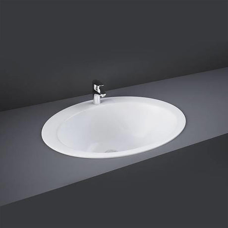 RAK Semi-Recessed Basin RAK Jessica 530mm Inset Countertop Basin with 1 Tap Hole in White