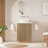 Crosswater Floor Standing Vanity Unit Modern Oak / Gold Vein Estatuario Crosswater Limit 600mm Floorstanding Vanity Unit with Worktop