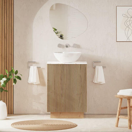 Crosswater Floor Standing Vanity Unit Modern Oak / Gold Vein Estatuario Crosswater Limit 600mm Floorstanding Vanity Unit with Worktop