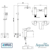 Aquarius Bathrooms Exposed Shower Set Aquarius Hydro Complete Shower Brassware Pack with Basin Mixer, Bath Mixer & Round Exposed Shower