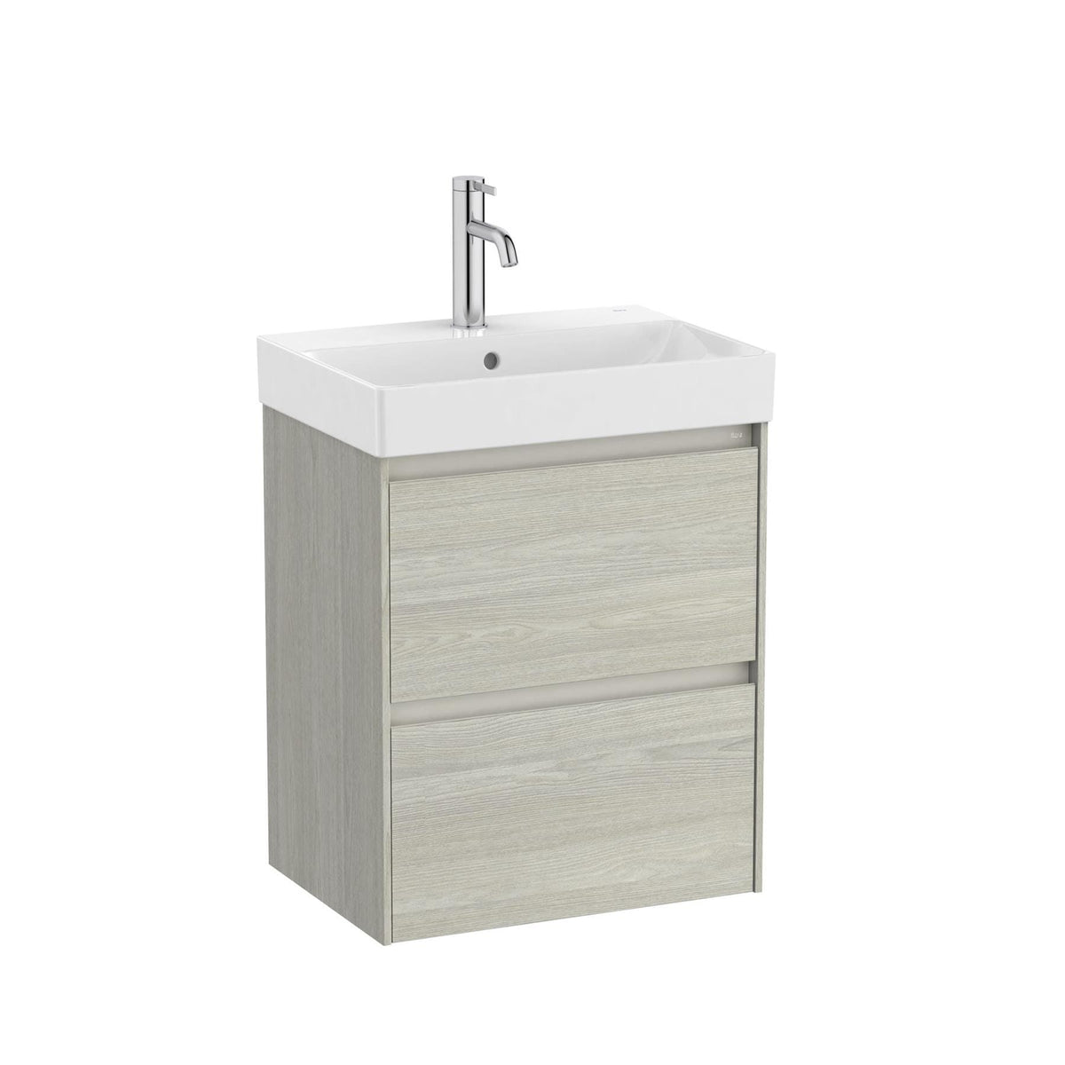 Roca Wall Mounted Vanity Unit White Oak Roca Ona 500mm Compact Wall Mounted Two Drawer Vanity Unit with Basin