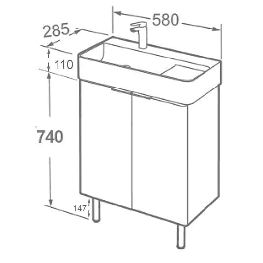 Imex Floor Standing Vanity Unit Imex Blade Floor Standing  600mm Double Door Vanity Unit with Basin