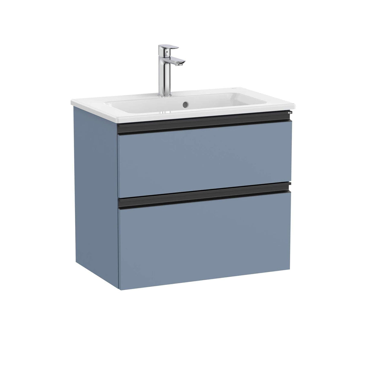Roca Wall Mounted Vanity Unit Matt Blue Roca The Gap Compact Wall Mounted 600mm Two Drawer Vanity Unit with Basin