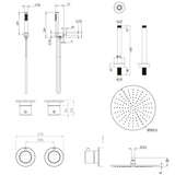 UK Bathroom Store Concealed Shower Set Crosswater Module Shower Set 1 with Fixed Head and Pencil Handset