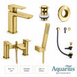 Aquarius Bathrooms Bath Shower Mixer Brushed Brass Aquarius Hydro Complete Bath Brassware Pack with Basin Mixer, Bath and Shower Mixer