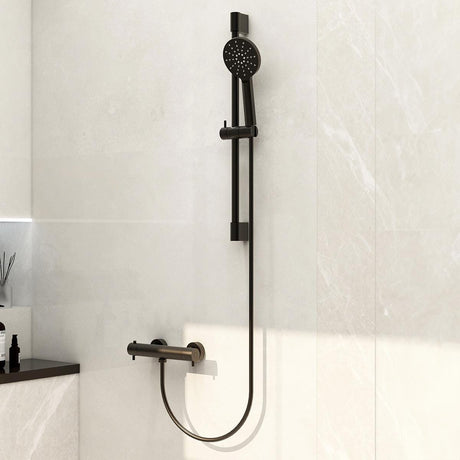 Imex Exposed Shower Set Matt Black Imex Ravine Cool Touch, Easy Fix, Thermostatic Exposed Shower Valve with Slide Rail, Hose And Multifunction Handset