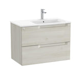 Roca Wall Mounted Vanity Unit White Wood / Right Hand Roca Aleyda 800mm Wall Mounted Two Drawer Vanity Unit with Basin