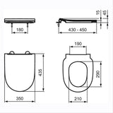 Ideal Standard Close Coupled Toilet Ideal Standard i.life Close Coupled Open Back Rimless Toilet with HydroTwist Flush and Soft Close Seat
