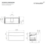 Crosswater Wall Mounted Vanity Unit Crosswater Glide II Wall Mounted Two Drawer Vanity Unit with Worktop