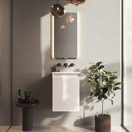 Saneux Cloakroom Vanity Unit Saneux Monument 400mm Wall Mounted One Door Vanity Unit with Basin
