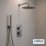 Aquarius Bathrooms Concealed Shower Set Gunmetal Grey Aquarius RainLux 2 Outlet Thermostatic Shower Set with Shower Head and Single Function Handset