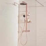 Ideal Standard Exposed Shower Set Rosé Ideal Standard Ceratherm ALU+ Exposed Shower Valve Set with Fixed Riser, Showerhead, Handset and Shelves