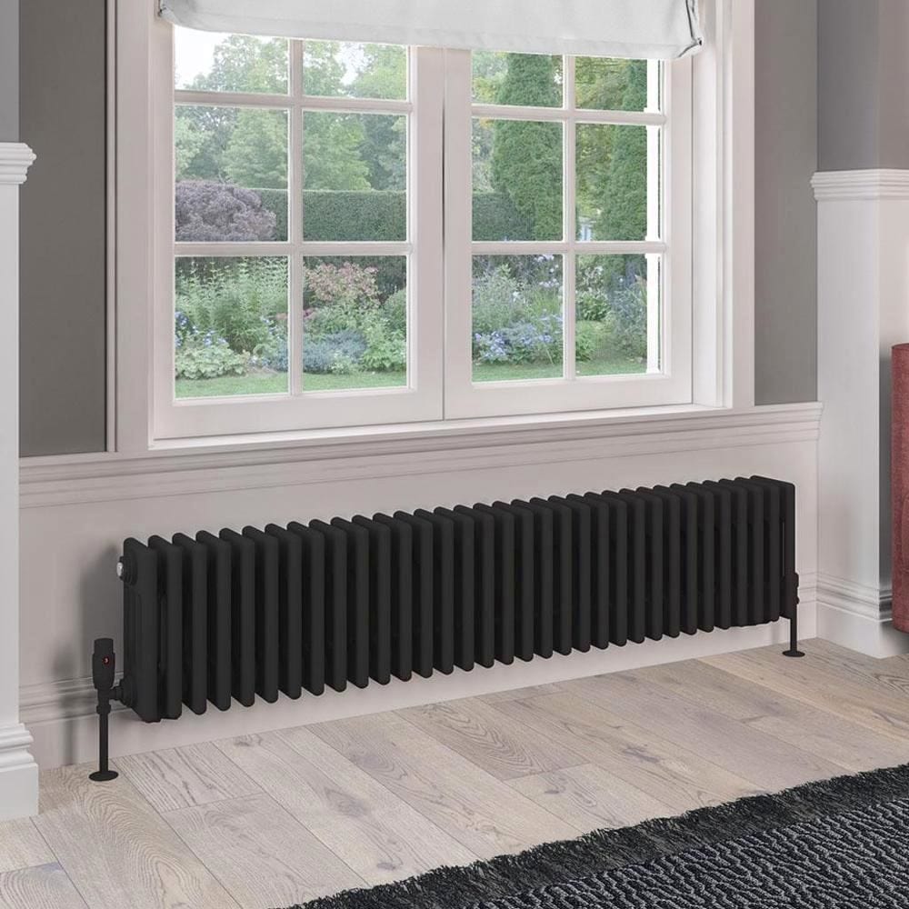 Eastbrook 300 x 1505 / Dual Fuel Eastbrook Rivassa Traditional 4 Column Radiator in Matt Black