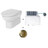 Aquarius Bathrooms Back to Wall Toilet Brushed Brass Aquarius QualEco Back To Wall Rimless Toilet Pack with Concealed Cistern and Soft Close Seat