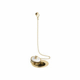 Vado Basin Waste Brushed Brass/Crackled White Booth & Co. Axbridge Ceramic Plug and Chain Basin Waste