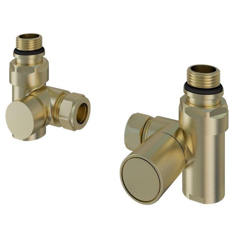Eastbrook Radiator Valve Brushed Brass Eastbrook Corner Manual Duel Fuel Radiator Valve (Pair)