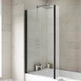 Aquarius Bathrooms Bath Screen Aquarius LevAqua L-Shaped 6mm Hinged Bath Screen with Fixed Return