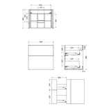 Crosswater Wall Mounted Vanity Unit Crosswater Avenue Vanity Unit with Basin - 600mm - Two Drawer - Wall Mounted