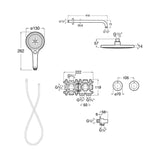 Roca Concealed Shower Set Roca T-Multi Thermostatic Concealed Shower Valve with Rainshower Head, Shower Handset and Hose