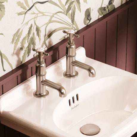 Burlington Pillar Basin Tap Brushed Nickel Burlington Guild Basin Pillar Taps (Pair)