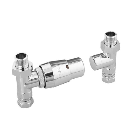 Tissino Radiator Valves Chrome Tissino Hugo2 Straight Radiator Valves with Thermostatic Head