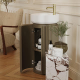 Saneux Oxford 400mm Floor Standing Round Fluted Vanity Unit with Basin