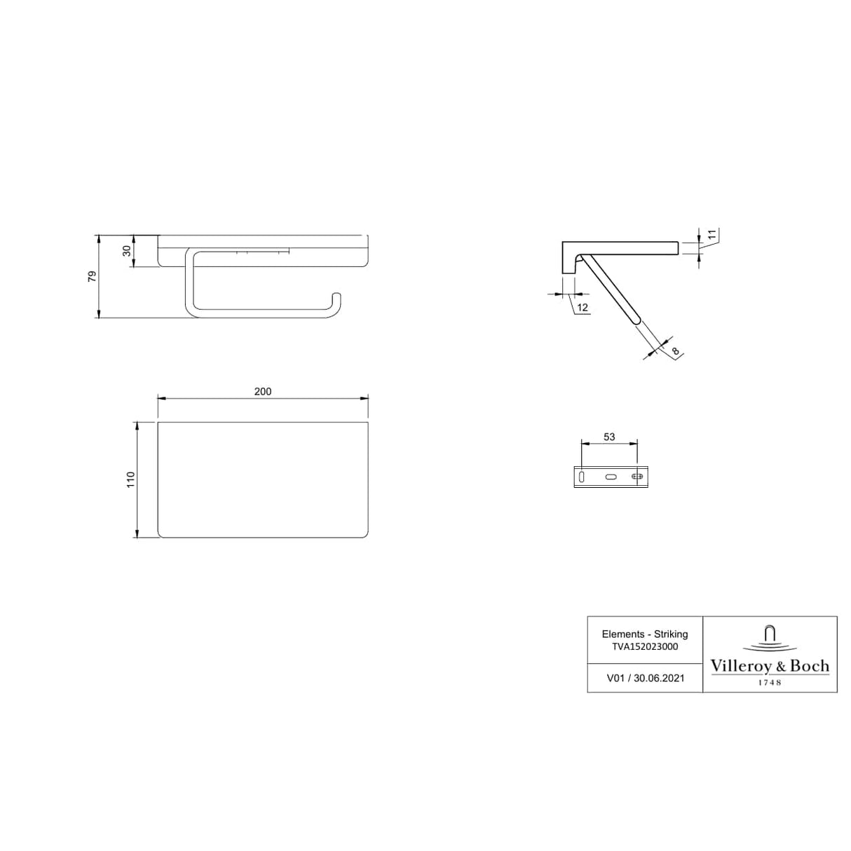 Villeroy & Boch Toilet Roll Holder Villeroy & Boch Elements Striking Toilet Roll Holder with Shelf