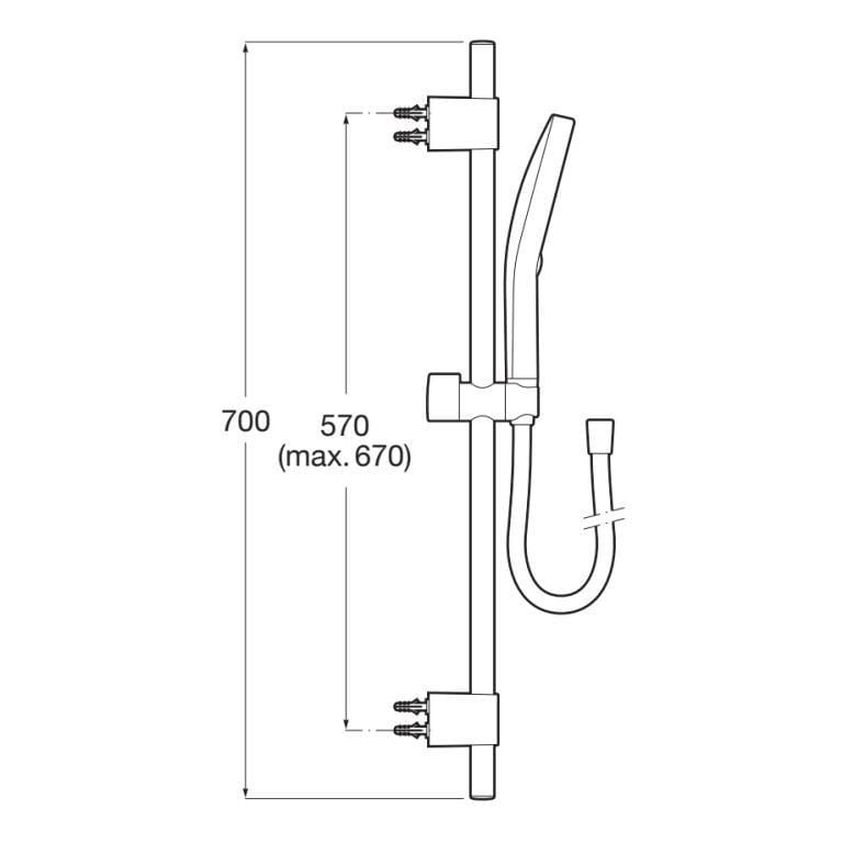 Roca Shower Riser Rail Roca Plenum 3 Function Shower Handset with Slide Rail, Bracket and Hose