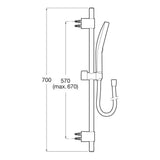 Roca Shower Riser Rail Roca Plenum 3 Function Shower Handset with Slide Rail, Bracket and Hose