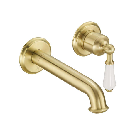 JTP Wall Mounted Basin Tap Brushed Brass JTP Grosvenor Single Lever Wall Mounted Basin Mixer Tap