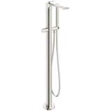 Clearwater Freestanding Bath Filler Brushed Metallic Clearwater Huck Floor Standing Bath Shower Mixer with Shower Kit