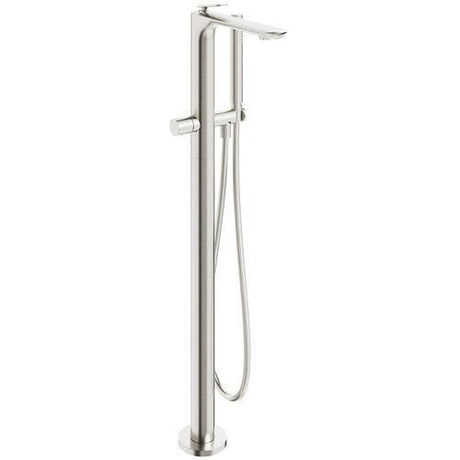 Clearwater Freestanding Bath Filler Brushed Metallic Clearwater Huck Floor Standing Bath Shower Mixer with Shower Kit