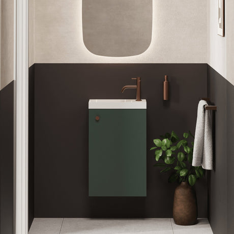 Crosswater Cloakroom Vanity Unit Sage Green Crosswater Alo Single Door Wall Mounted 400mm Cloakroom Vanity Unit with Basin