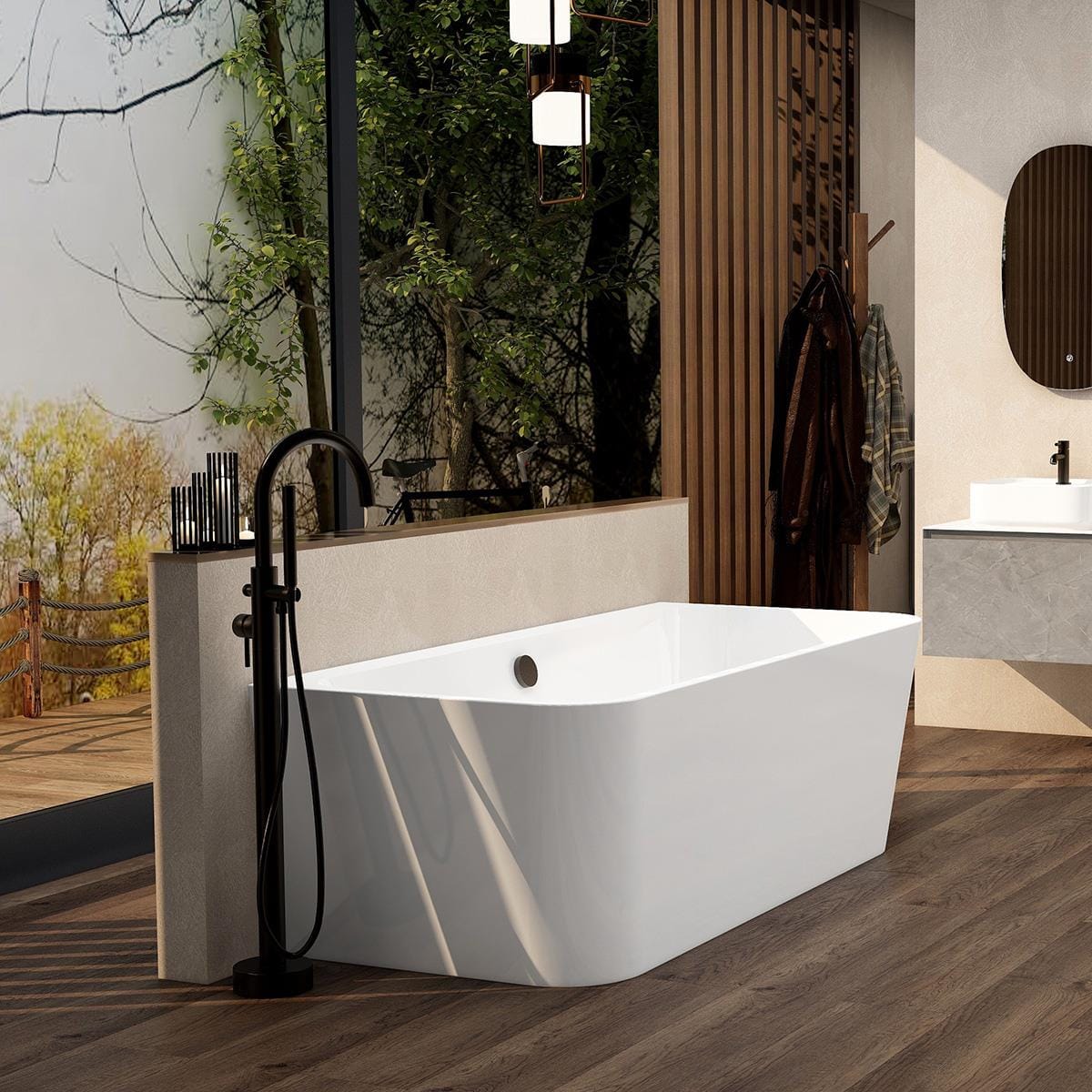 Imex Back to Wall Freestanding Baths Imex Ravine Back to Wall Freestanding Bath - 1700 x 810mm in White Gloss