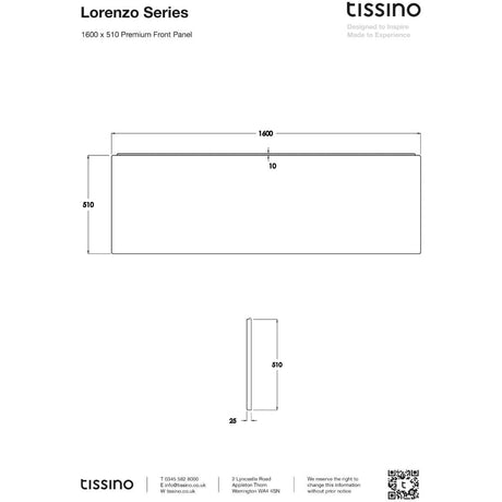 Tissino Bath Panel 1600 x 510mm / Premium Tissino Lorenzo Front Bath Panel