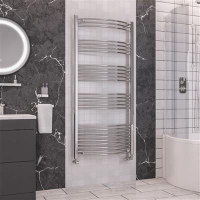 Eastbrook Ladder Rail Eastbrook Wendover Curved Vertical Heated Towel Rail - 1600 x 750mm in Chrome